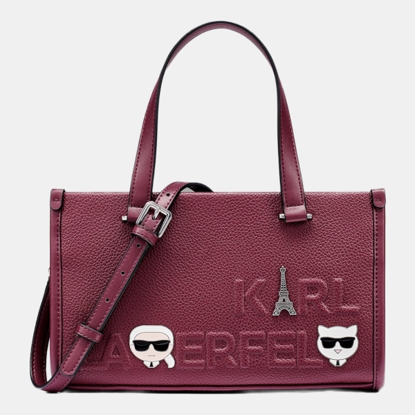 KARL LAGERFELD PARIS ZYLA SATCHEL - Cherry Plum