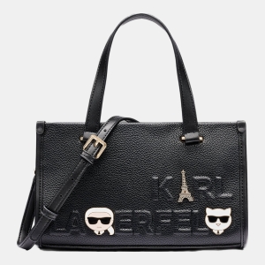 KARL LAGERFELD PARIS ZYLA SATCHEL - Black / Gold