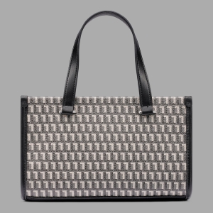 KARL LAGERFELD PARIS ZYLA SATCHEL MONOGRAM - Black/Grey - Image 4