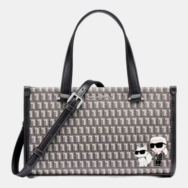 KARL LAGERFELD PARIS ZYLA SATCHEL MONOGRAM - Black/Grey