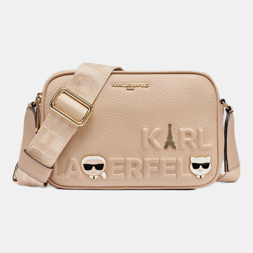 KARL LAGERFELD PARIS MAYBELLE CROSSBODY DEBOSS LOGO - White Pepper