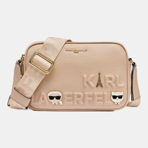 KARL LAGERFELD PARIS MAYBELLE CROSSBODY DEBOSS LOGO - White Pepper