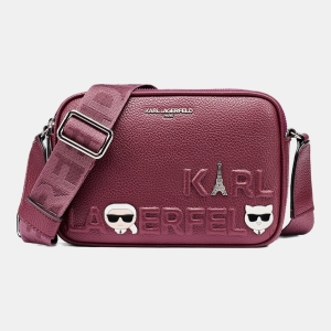 KARL LAGERFELD PARIS MAYBELLE CROSSBODY DEBOSS LOGO - Cherry Plum