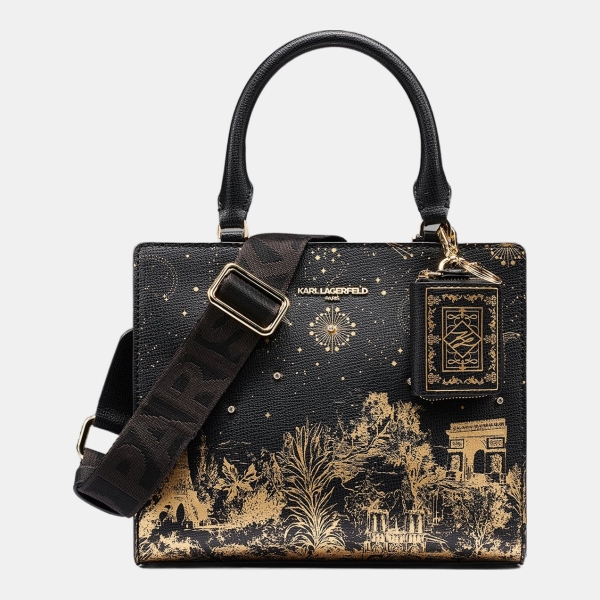 KARL LAGERFELD PARIS MAYBELLE CONSTELLATION SATCHEL - Black / Gold