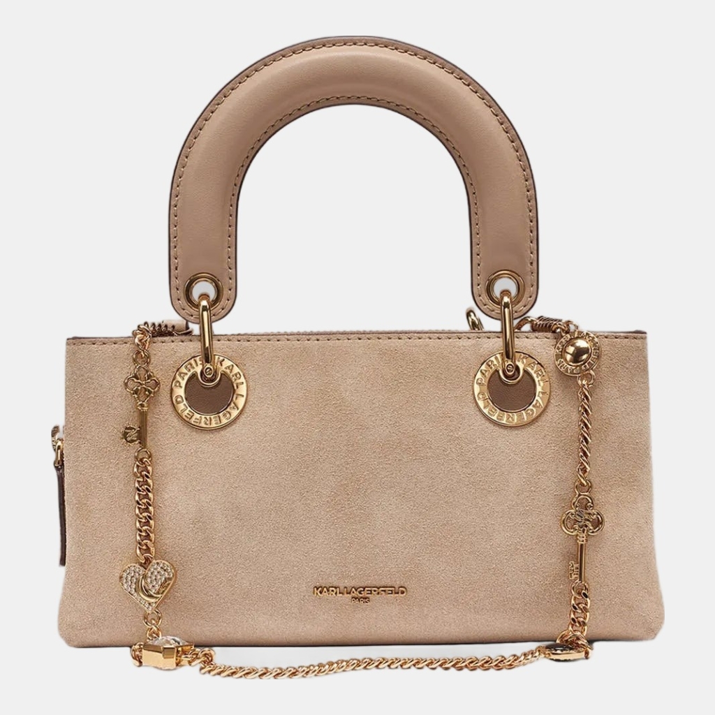 KARL LAGERFELD PARIS BENOITE SUEDE SHOULDER - Cappucino