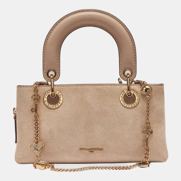 KARL LAGERFELD PARIS BENOITE SUEDE SHOULDER - Cappucino