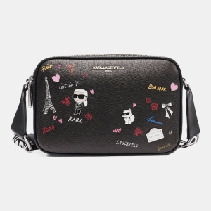 KARL LAGERFELD PARIS MAYBELLE CAMERA CROSSBODY - Black