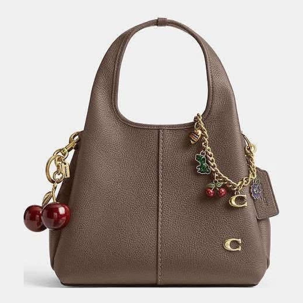 Coach Pebbled Leather Top Handle Handbag - Brown - Size 23