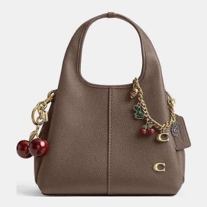 Coach Pebbled Leather Top Handle Handbag - Brown - Size 23