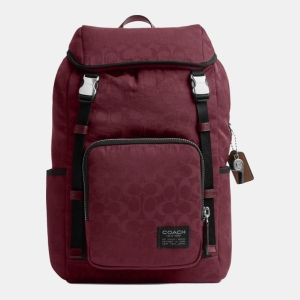 Coach Logan Backpack In Signature Nylon - Light Maroon
