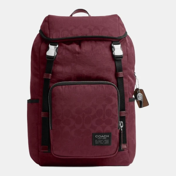 Coach Logan Backpack In Signature Nylon - Light Maroon