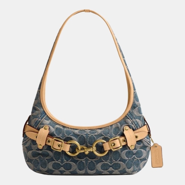 Coach Belted Ergo Shoulder Bag 26 In Signature Regenerative Cotton Denim - Brass/Denim