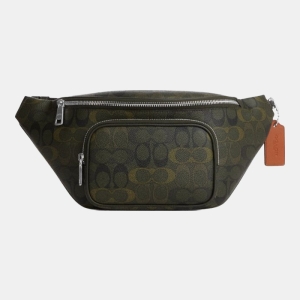 Coach Travis Belt Bag 35 In Signature Camo Print - Silver/Green