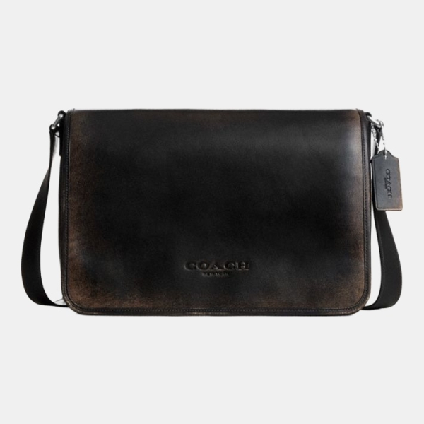 Coach Colby Messenger Bag 32 In Loved Leather - Silver/Black Brown