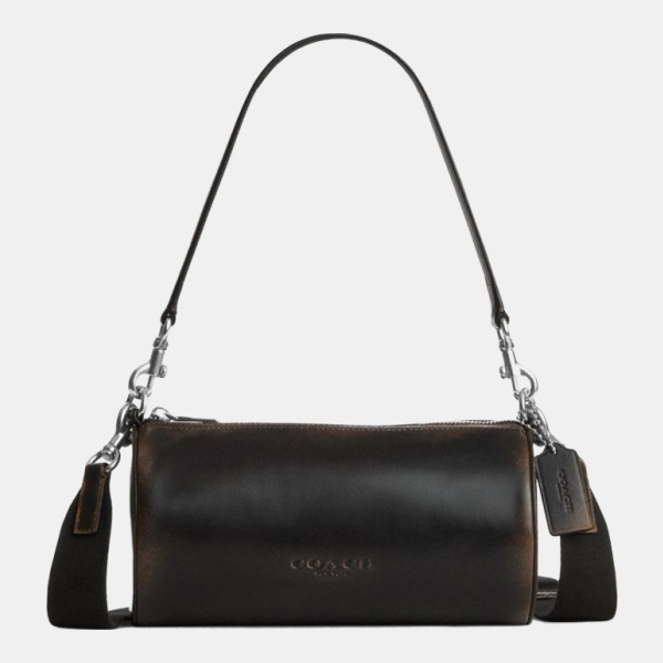 Coach Andre Barrel Bag 24 In Loved Leather - Silver/Black Brown