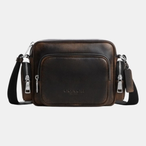 Coach Fletcher Crossbody Bag In Loved Leather - Silver/Black Brown