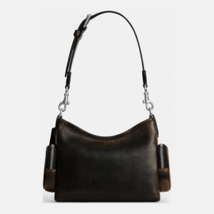 Coach Laurel Shoulder Bag 22 With Pockets In Loved Leather - Silver/Black Brown - Image 4