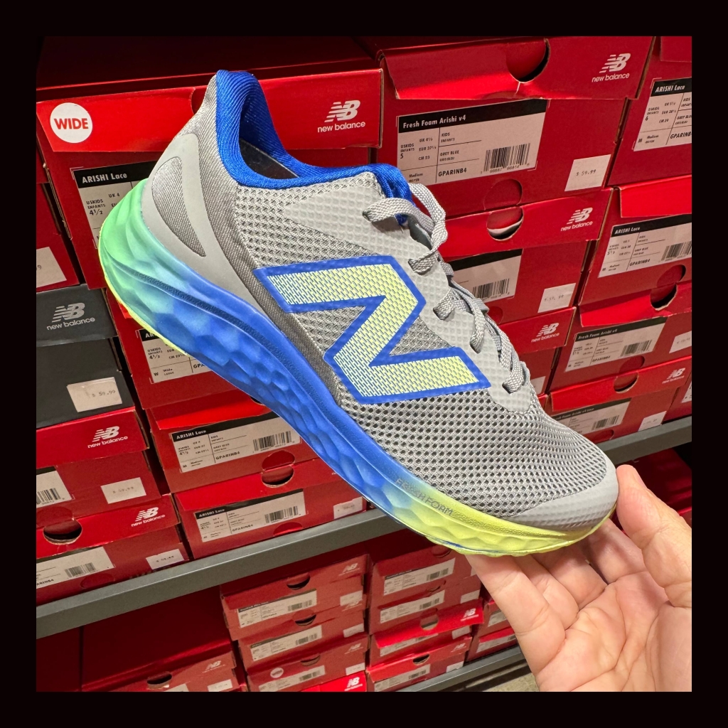 New Balance Running Shoes - Gray with Blue, Green, and Yellow Sole - Size 37