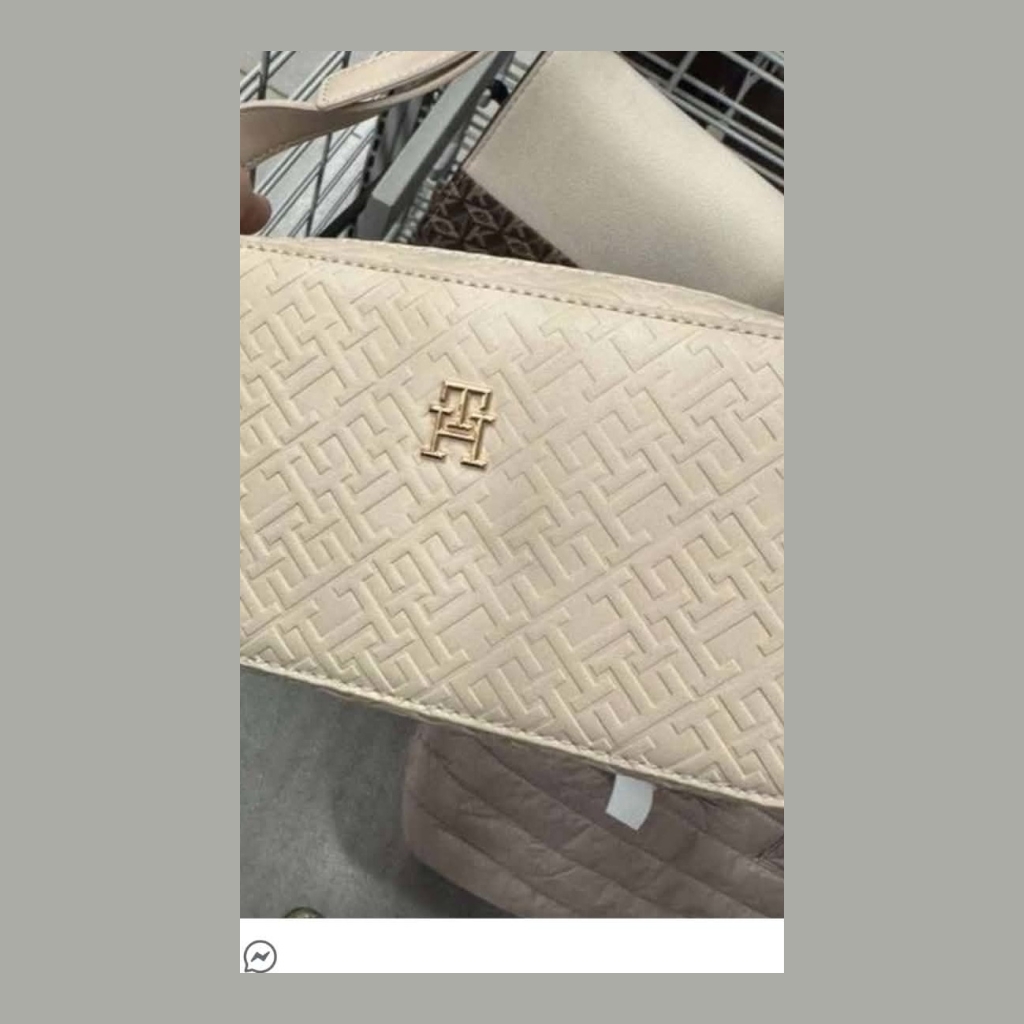 Tommy Hilfiger Embossed Monogram Crossbody Bag - Cream