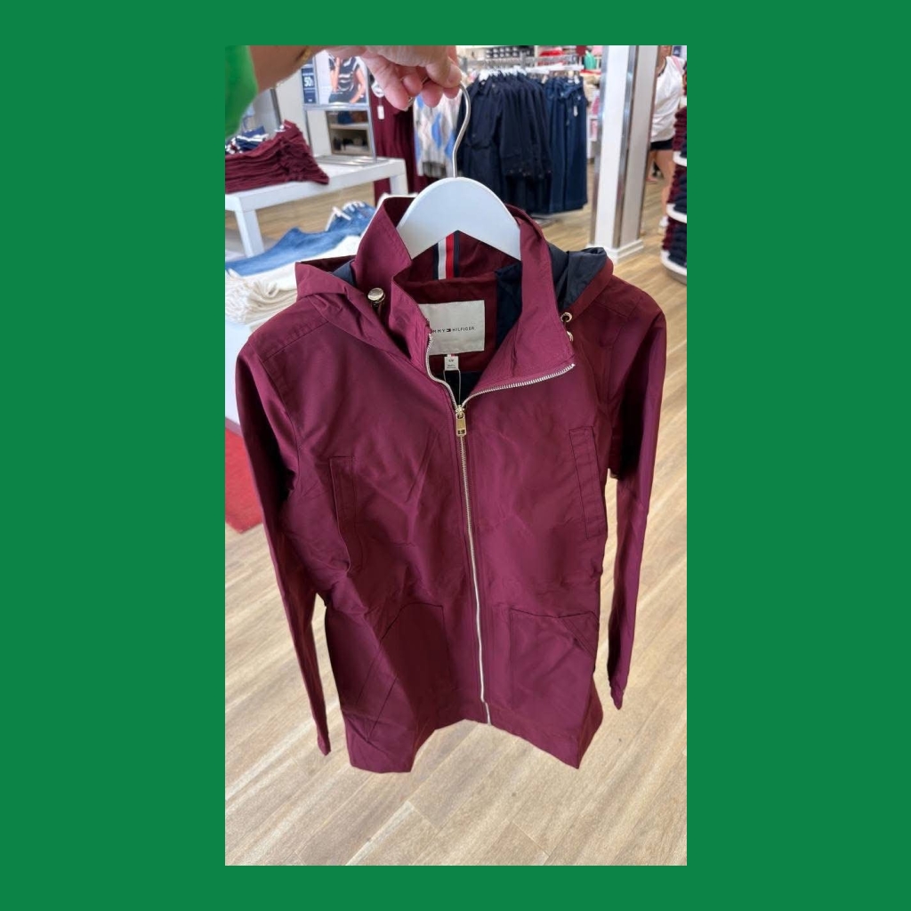 Tommy Hilfiger Hooded Jacket - Maroon - Size large