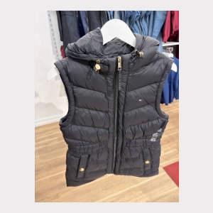 Tommy Hilfiger Hooded Puffer Vest - Black - Size large