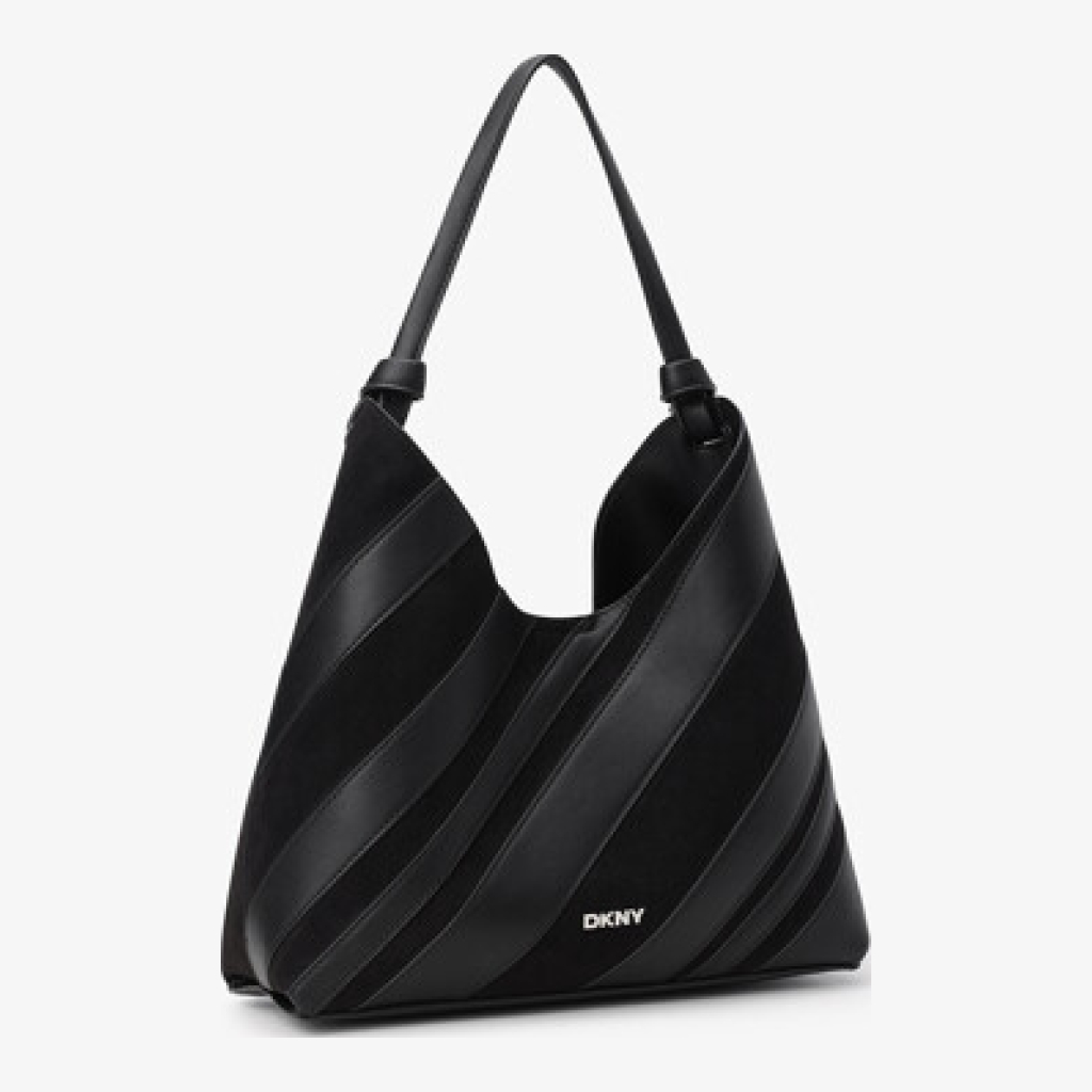 DKNY Striped Hobo Shoulder Bag - Black