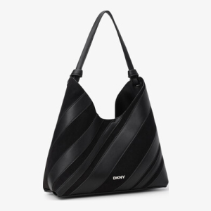 DKNY Striped Hobo Shoulder Bag - Black