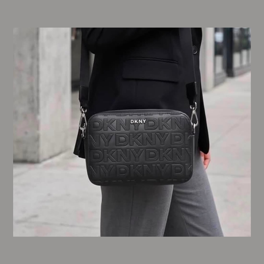 DKNY Embossed Logo Crossbody Bag - Black