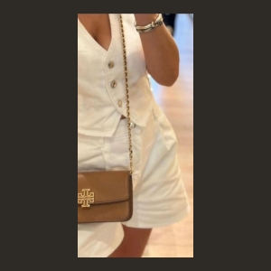 Tory Burch Small Flap Shoulder Bag with Chain Strap - Camel Brown