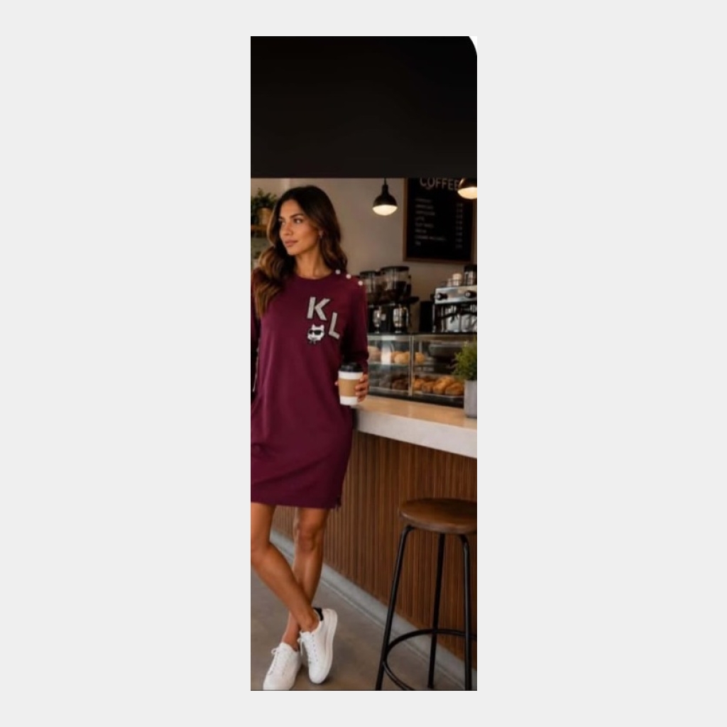 Burgundy Tunic Dress with BL Logo - Burgundy - Size Medium