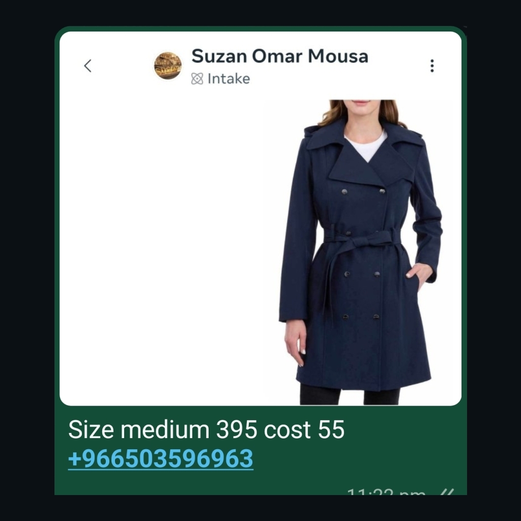 Unbranded Hooded Double-Breasted Trench Coat with Belt - Navy Blue - Size medium