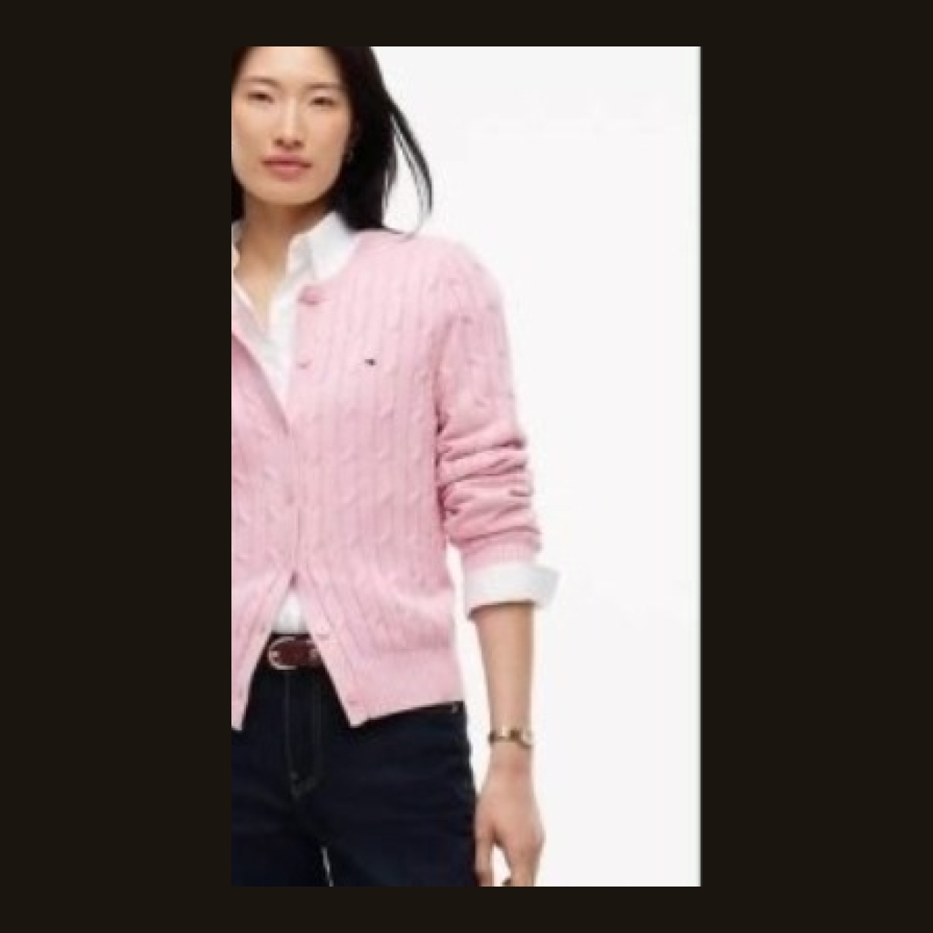 Tommy Hilfiger Cable-knit Cardigan - Light Pink - Size Large