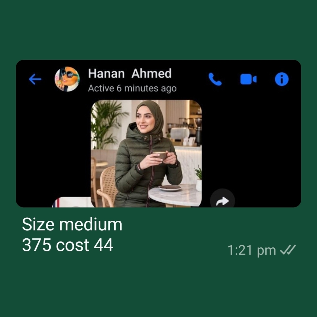 Generic Quilted Puffer Jacket with Hood - Dark Green - Size medium