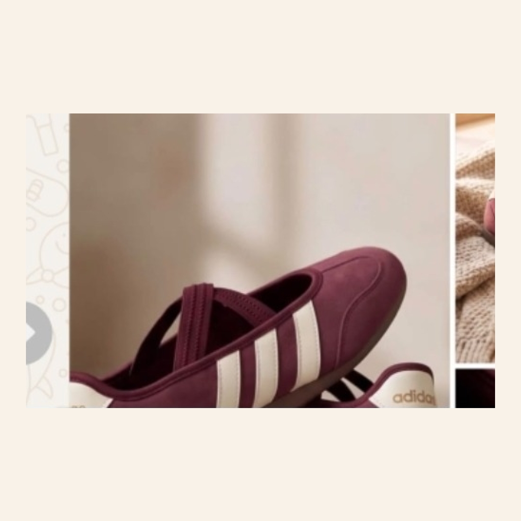 Adidas Mary Jane Cloudfoam Flat Shoes - Burgundy - Size 38