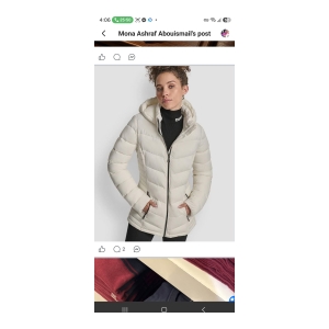 DKNY Hooded Puffer Jacket - Off-White - Size large