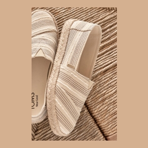 TOMS Women's Alpargata Striped Espadrille Shoes - Beige/Tan Striped - Size 10