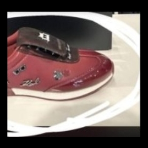 Slip-on Sneakers with Karl Lagerfeld and Choupette Emblems - Burgundy - Size 8.5 US