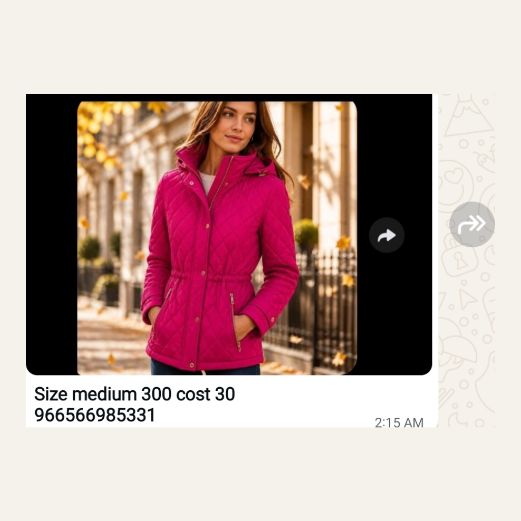 Unbranded Quilted Puffer Jacket with Hood - Hot Pink - Size medium