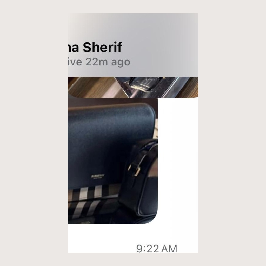 Burberry Leather Shoulder Bag with Check Strap - Black with Beige/Tan Check and Red Accents - Size 27cm width