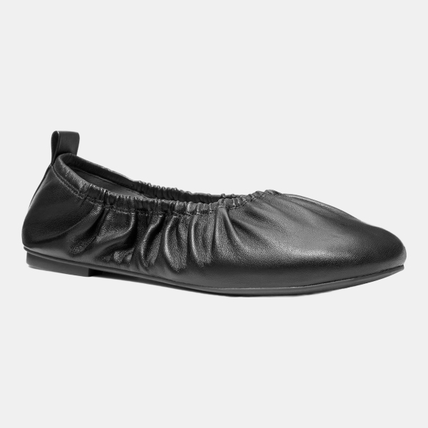 MICHAEL Women's Bri Ruched Ballet Flats - Black Leather