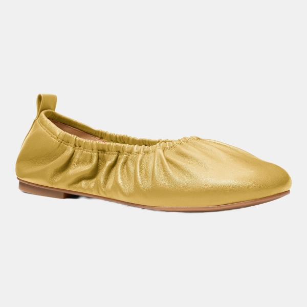 MICHAEL Women's Bri Ruched Ballet Flats - Chartreuse Leather