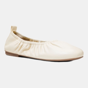 MICHAEL Women's Bri Ruched Ballet Flats - Eggshell Leather