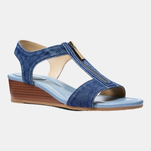 Women's Berkley Wedge Sandals - Light Vintage Blue Wash Denim