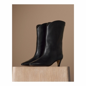 Women's Daniela Slip-On Mid Boots - Black Leather - Image 4
