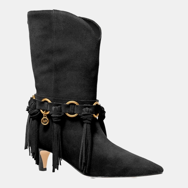 MICHAEL Michael Kors Daniela Fringe Suede Boot - Black