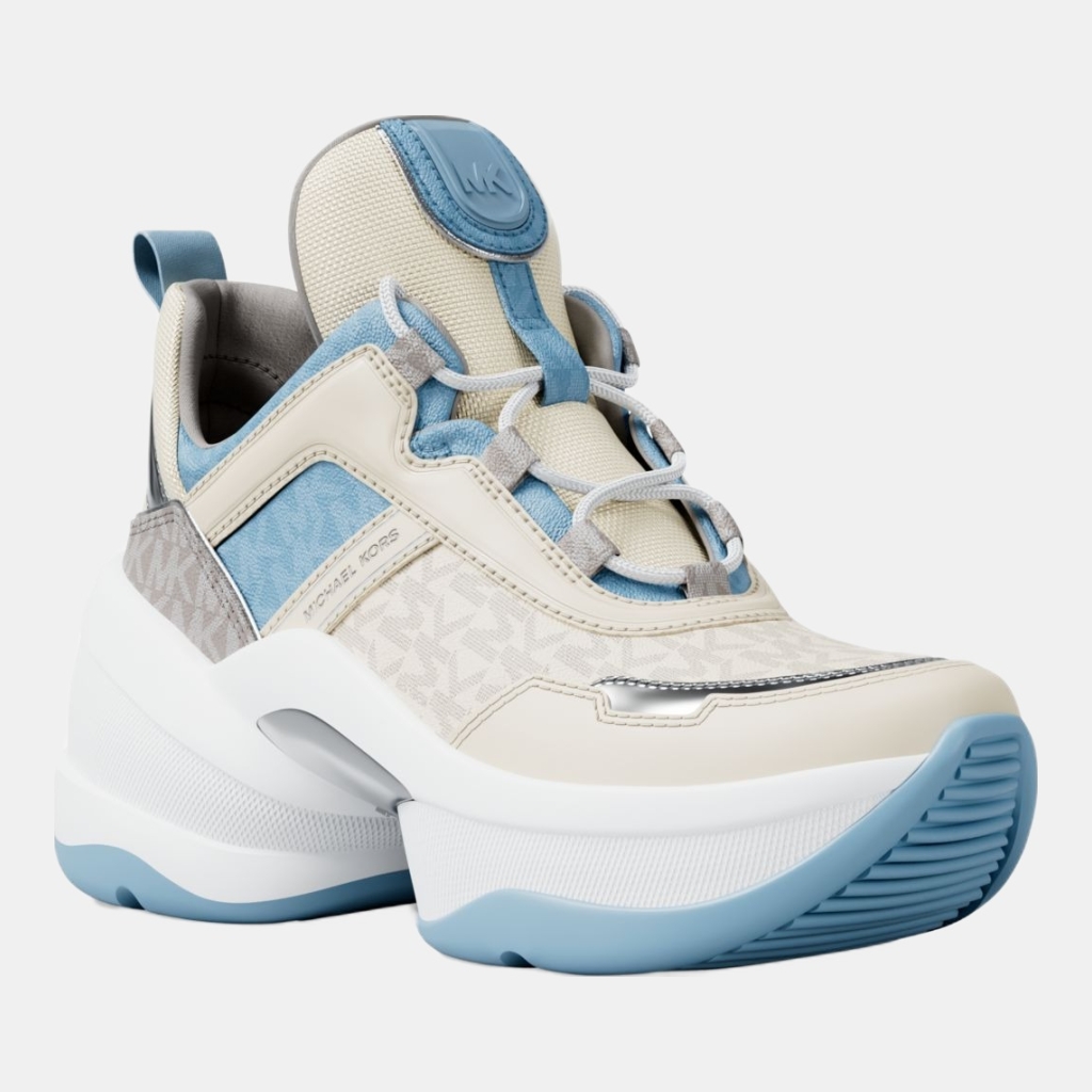 Michael Kors Outlet Olympia Mixed-Media Trainer - LIGHT SKY