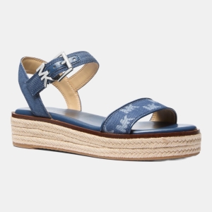 Michael Kors Outlet Richie Logo Jacquard Denim Espadrille Sandal
