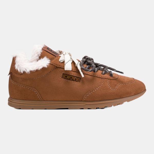 DKNY AMANDA FUR LACE-UP SNEAKER - Walnut/Coconut