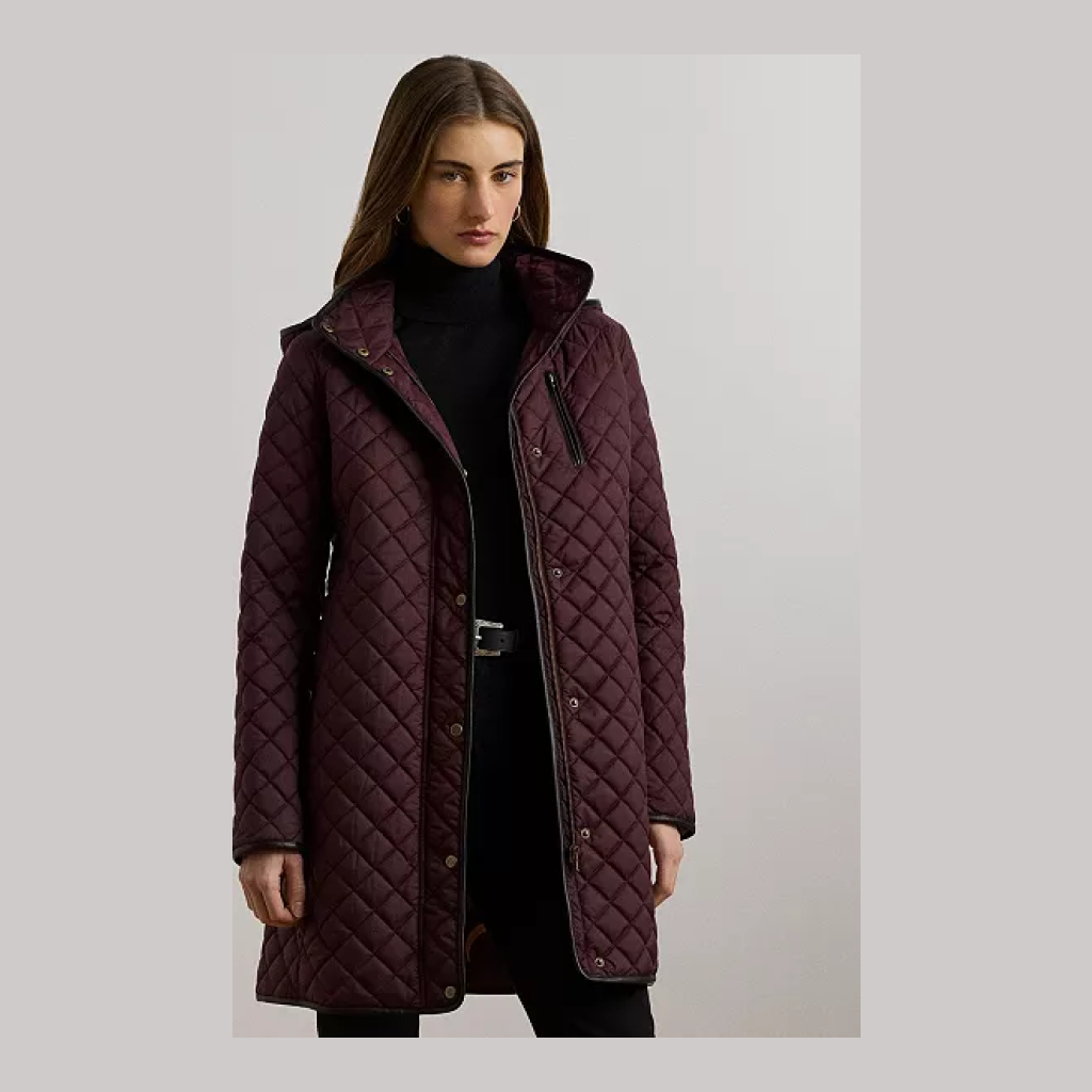 Ralph Lauren - Quilted Hooded Jacket - Burgundy - Size small